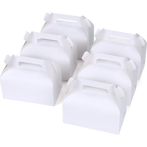 Pack of 30 White Cardboard Gift Boxes for Parties, Cardboard Cake Boxes 16.3 x 9.5 x 8 cm with Handle and Foldable, Candy Packaging and Snack Packaging for Birthdays, Weddings, Christmas, Party (1/5)