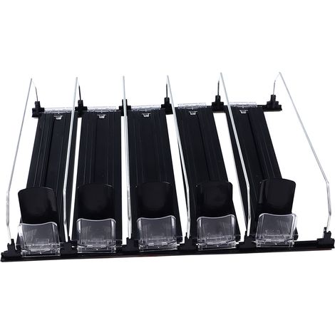 Distributeur de boissons pour réfrigérateur, rail coulissant à ressort réglable, compatible avec les canettes de soda et de bière, 38 cm, noir (1/5)
