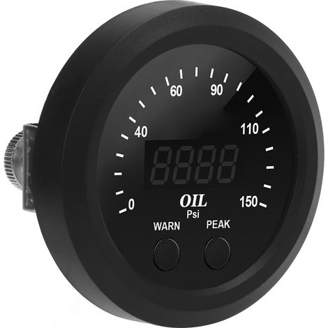 Jauge de pression d'huile auto 52mm 150PSI fond blanc LED rouge manomètre fin avec capteur (1/5)