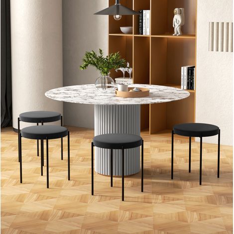 Set di 4 sedie seduta 40cm altezza 46cm portata 120kg imbottite effetto velluto impilabili nero metallo per cucina (1/5)