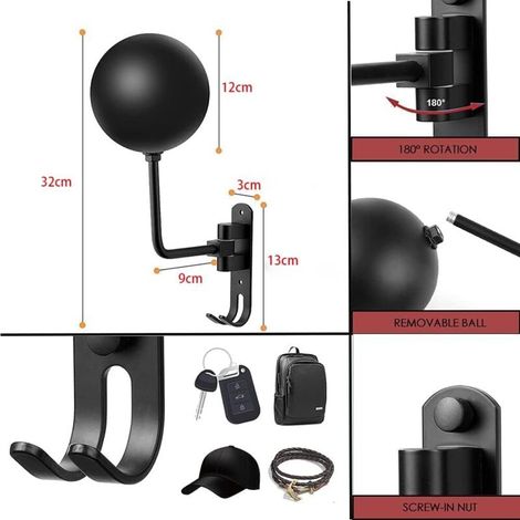 Supporto da parete per casco da moto con rotazione a 180 gradi, gancio per appendere caschi e giacche da moto alla parete (1/4)