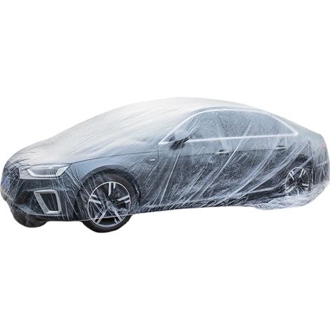 Bâche de voiture - Étanche à la poussière - Universelle - Jetable - Résistante à la pluie et à la poussière - Peut être utilisée à plusieurs reprises - 380 x 650 cm (1/4)