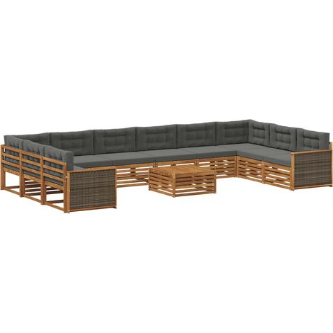 Set divani 11 pz Legno di Acacia Massello vidaXL (1/5)