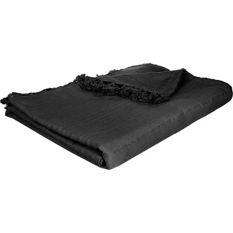 Jeté de lit en coton coloris Noir - 250 x 230 cm -PEGANE-