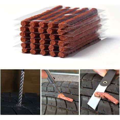 réparation de pneus Cordes en Caoutchouc Bandes, réparation de Pneu Bouchons Self Vulcanizing Pneu Outil de réparation kit [123] (1/4)