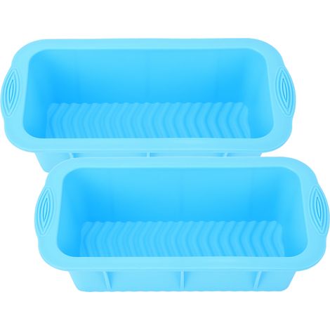 Lot de 2 grands moules à glaçons réutilisables en silicone bleu, pour congélateur, bain de glace et réfrigérateur. (1/5)