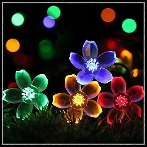 Guirlande lumineuse solaire à bulles en forme d'étoile, guirlande lumineuse LED en forme de fleur de cerisier, décoration extérieure pour jardin, guirlande lumineuse de Noël, guirlande lumineuse solai (1/3)