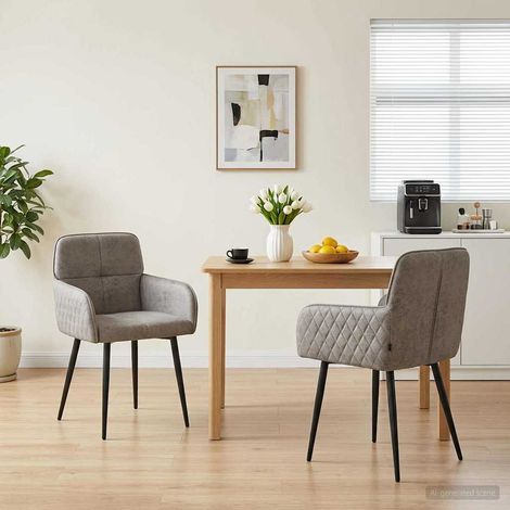 Chaises de salle à manger 2 pcs Simili daim Gris clair (1/5)