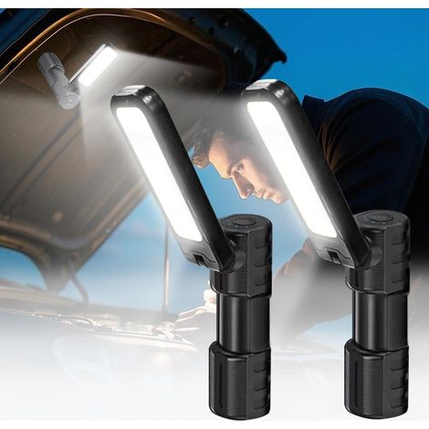 LED Werkstattleuchte 2er Set - Arbeitsleuchte - Werkstattlampe - 4 Beleuchtungsmodi - LED-Arbeitsleuchte - Magnetischer Akku - 180° Drehung - Garageninspektionsleuchte - Lampe