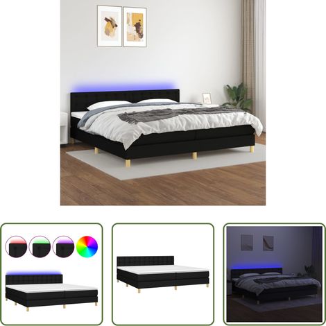 Matratze - Boxspringbett mit Matratze & LED Schwarz 200x200 cm Stoff (1/5)