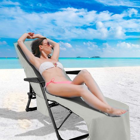 Housse de chaise longue/de salon/de plage en fibre ultrafine avec poches, serviette de plage extra longue, housse de chaise de salon/de salon (1/3)