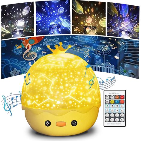 Veilleuse projecteur pour enfants, rotation à 360 degrés, équipée de 6 types de lampes de projection et de 8 musiques relaxantes, idéale pour les enfants, les anniversaires, Halloween, les fêtes et le (1/5)