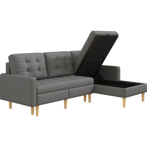 L-förmiges Ecksofa mit Stauraum 212x130x86 cm grau aus Stoff MODENUIT (1/5)