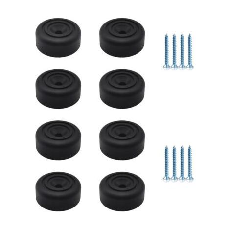 Black Furniture Legs 8 Pieces Round Furniture Feet Ø 33 x H 13 mm Plastic Cabinet Legs Feet for Furniture Sofa Feet with 8 Screws for Wardrobe, Sofa, Chair (1/4)