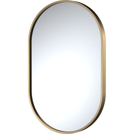 Oval 500 x 800mm Brushed Brass Frame Recessed Mirror (1/3)