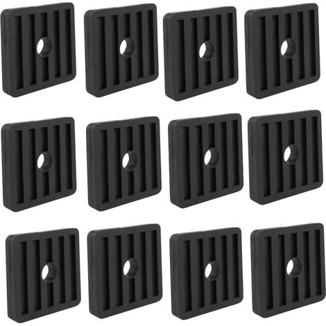RHG Coussinets anti-vibrations pour climatisation, isolateurs de vibrations en caoutchouc, amortisseurs de vibrations carrés en caoutchouc (12 pièces)