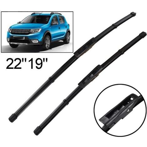 Lot de 2 Balais d'essuie-glace avant pour Dacia Sandero MK2 Renault Sandero MK2 2016 2017 2018 2019 (1/4)