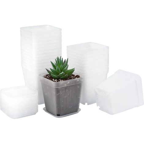 24 Pieces 7 cm Small Seedling Flower Pot, Plastic Bucket for Seedlings and Small Plants – Transparent Colour (1/5)