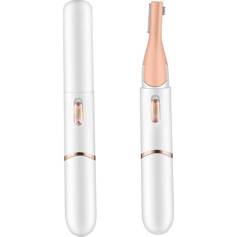 Tondeuse à sourcils rechargeable multifonction avec chargeur de type C, têtes 2-en-1 et couteau inclinable, prête pour le visage et le corps, blanche