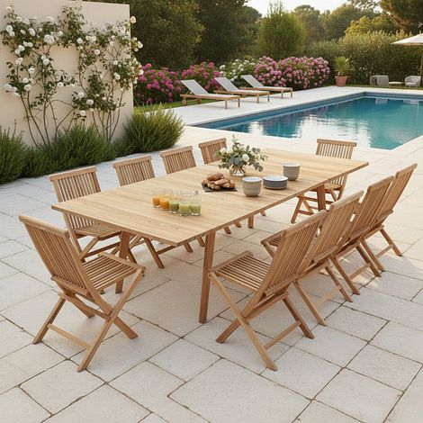 Salon de jardin en teck massif Oasis, 10 places (1/5)