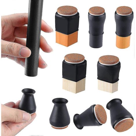 Patins de protection en silicone pour pieds de chaise avec feutrine, épaisseur 1,25 à 2,5 cm (16 pièces) (1/5)