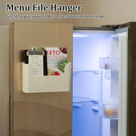 Porte-documents mural sans perçage – Organiseur de courrier et magazines à fixation adhésive sur porte, poche simple, blanc, 1 pièce