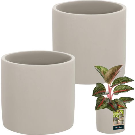 Couvercle en céramique pour pots de fleurs, béton, 14,5 cm, lot de 2 (1/5)