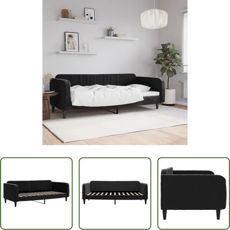 vidaXL Canapé - Lit de repos sans matelas noir 100x200 cm velours (1/5)