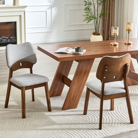 Sillas de comedor 2 piezas, respaldo mariposa, madera, gris DESVIAE (1/5)