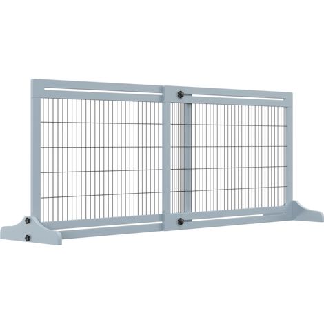 Cancelletto per cani in legno estensibile MODENUIT, grigio, 104-183 x 36 x 69 cm (1/4)
