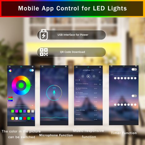 Buffet haut effet bois avec portes vitrées, tiroirs, tablettes réglables et LED RGB via application pour cuisine et salle à manger (1/5)