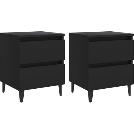 Maison Exclusive - Nachttische 2 Stk. Schwarz 40x35x50 cm Holzwer