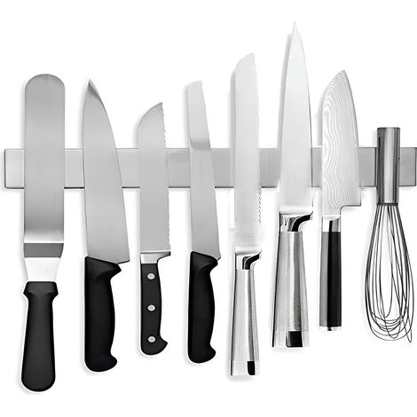 Tira magnética para cuchillos japoneses de 45 cm. Acero inoxidable. Autoadhesiva. No requiere perforación. (1/5)