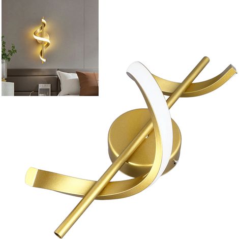 Applique murale LED spirale moderne, lampe de chevet, applique murale spirale dorée, lumière blanche + lumière chaude + lumière neutre (1/5)