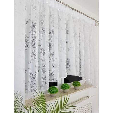 Tenda devoré floreale 300x150 cm - arco, motivo bruciato, nastro arricciato (1/5)