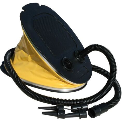 Pompe À Pied Manuelle - Débit 5 Litres Avec Tuyau 130 Cm Et 3 Embouts - Pour Matelas Gonflable Camping Plage Jardin - Noir Et Jaune