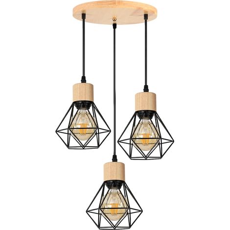 Lustre industriel, plafonnier cage en métal, suspension vintage, lampe suspendue, longueur de corde de suspension réglable (sans ampoule) (1/5)