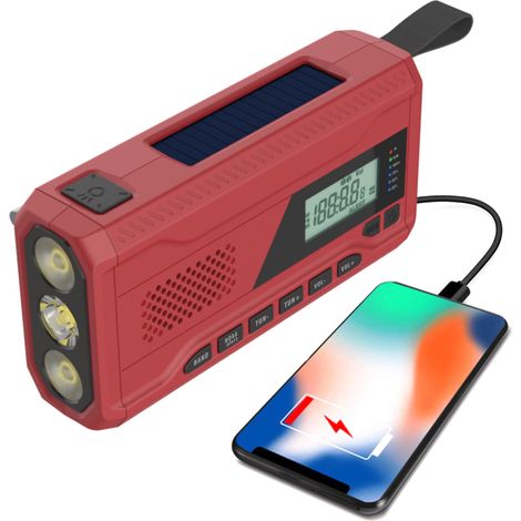 Radio di emergenza Toivize AM/FM/NOAA a energia solare con manovella, torcia a LED, funzione SOS e porta USB, batteria da 4500 mAh e funzione di ricarica per telefono, ideale per escursioni, campeggio (1/5)