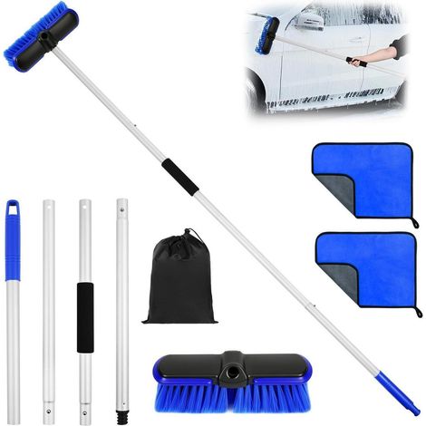 Brosse de lavage auto télescopique 46-153cm avec 2 chiffons microfibres (1/5)