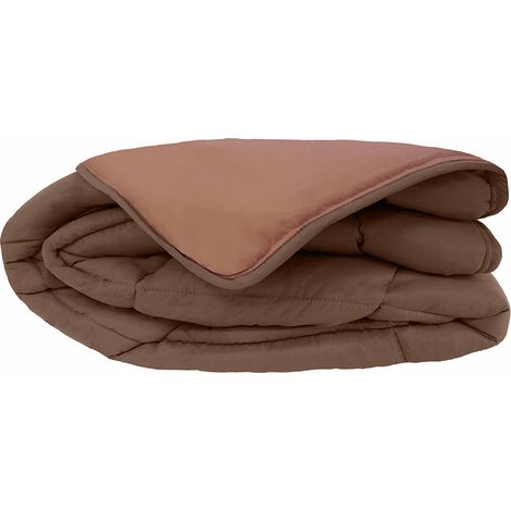 Couette chaude microfibre bicolore 400 gr/m2 Marron chocolat 240x260 cm