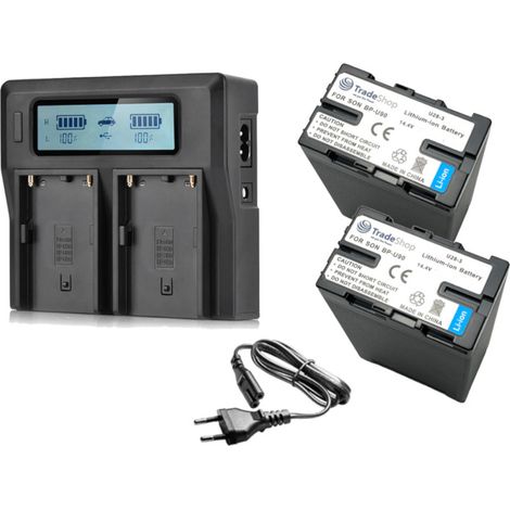 Trade-Shop 3in1 Set: 2x Li-Ion Akku 7200mAh + Dual USB LCD Ladegerät kompatibel mit Sony PMW-150, PMW-150P, PMW-160, PMW-200, PMW-260, PMW-280 (1/5)