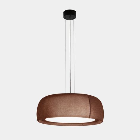 LEDS C4 Gong Suspension cylindrique de 61 cm, marron mat, Microprisma, LED mate 27,4 W 2700 K, variateur à coupure de phase (1/5)