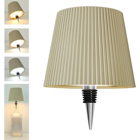 lampe bouteille LED Beige clair, rechargeable USB-C, sans fil, IP54, 3 températures réglables, pour bouteille en verre, table, balcon, terrasse, camping, fête (1/5)