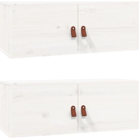 Lot de 2 Armoires De Chambre - Armoires murales Blanc 80x30x30 cm Bois de pin massif fr9963 - Maison La Vie (1/5)