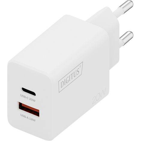 Digitus DA-10300 USB Ladegerät 20 W 1x USB-A, 1x USB-C®  Weiß