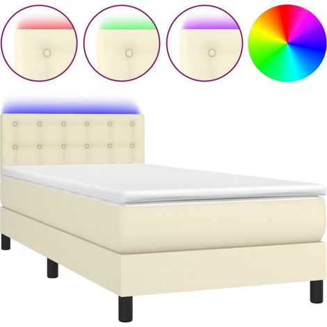 Maison Exclusive - Sommier à lattes de lit avec matelas et LED Crème 80x200 cm