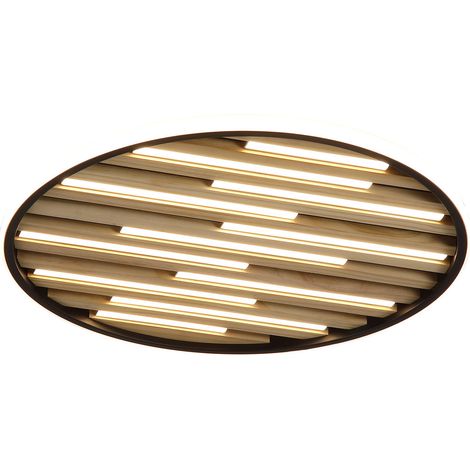 Searchlight Equalise Plafonnier LED intégré, noir mat et bois, 33 W, 3000 K (1/5)