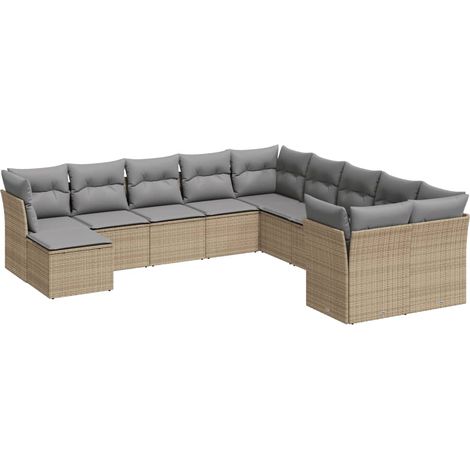 Maison Exclusive - Set de sofás de jardín 11pzas con cojines ratá (1/3)
