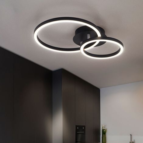 Plafoniera design lampada da soffitto luce rotonda soggiorno anello luminoso per regolazione, metallo acrilico, 1x LED 18W 600Lm, LxPxH 42x30x7,5 cm (1/5)