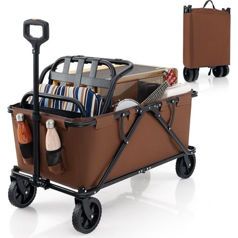 Collapsible Foldable Wagon Heavy-Duty Wagon Cart w/ Adjustable Handlebar (1/5)